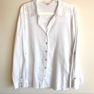 Eileen Fisher White Button Up Shirt Size L